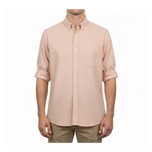Gap Premium Classic Fit Orange White Stripe Button Down Shirt Mens XL MINOR FLAW